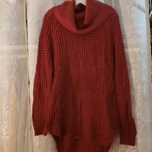 Maroon, multicolored speckled sweater